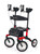 Front view of Red Tipo Standup Advance all terrain rollator walker by Comodita with pneumatic tires and upright forearm supports