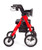 Side view of the Comodita Uno All-Terrain Rollator in a bright Modena Red finish. The walker features a sturdy red frame with a large 12-inch pneumatic front wheel on the right and a 10-inch rear wheel on the left. Visible components include black ergonomic hand grips with brake levers, a cup holder attached to the side, a cushioned seat and backrest, and a black under-seat storage bag. The text 'Uno' is printed in white on the lower leg of the frame.