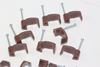 100 x Brown 6mm FT&E Flat Cable Clips for Twin Coax Cable Webro WF100, 13mm Wide
