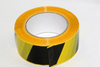 3 x 66m x 48mm Roll of Black Yellow Social Distancing Vinyl Floor Hazard Tape
