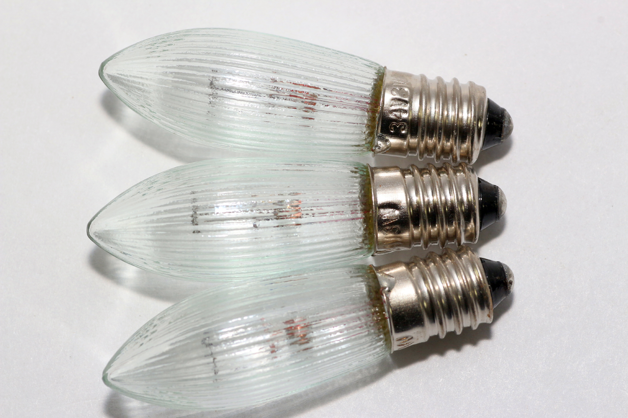 9 Pack Of 34V, 3W, E10, MES Spare Christmas Bulb Lamp For Candle Bridge,  Dencon