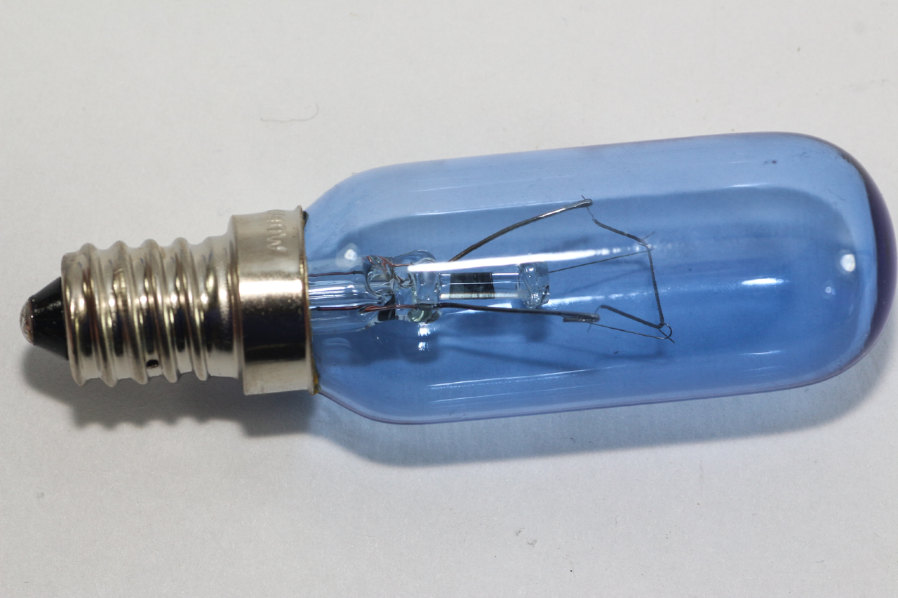 2 x Blue Fridge Freezer Lamp Bulb Screw In Tubular 240V 40W SES E14 81mm x  25mm