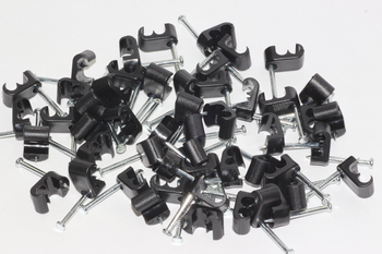 50 x Black Twin Satellite Shotgun Cable Clips, Sky Plus, Sky HD, CB63R, WF65