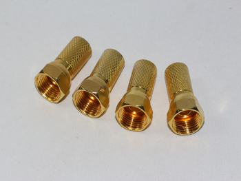 4 x Gold Plated 6.4mm Twist On F Plug Satellite Connector Sky, Virgin RG6, WF100