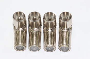 4 x Right Angled 90 Degree F Connector Female Socket to Coax TV Male Aerial Plug