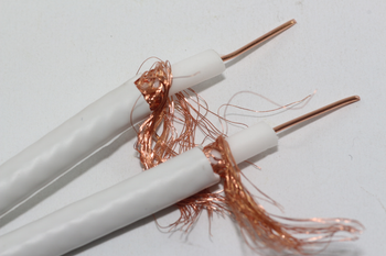 30m of White Webro WF100 Twin Satellite Cable With 4 x F Plugs, Free Cable Clips