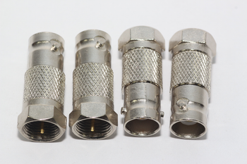 4 x Zink Plated Metal F Male Plug to BNC Female Socket Straight Adaptor