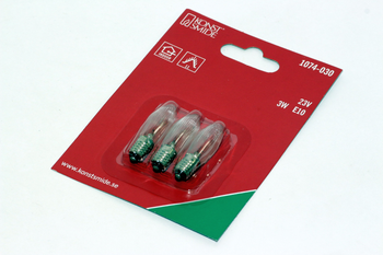 3 Pack of 1074-030 Konstsmide 23V 3W E10 Spare Welcome Candle Bridge Light Bulbs