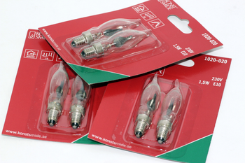 6 Pack Of KonstsmIde 230V, 1.5W, E10, Flicker Flame Welcome Candle BrIdge Bulb