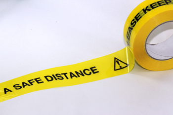 1 x 66m Roll of Keep a Safe Distance Social Distancing Yellow Warning Floor Tape