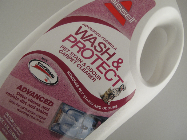 2 X 1.5L Bottles Bissell Wash & Protect Pet Stain & Odour Carpet Cleaner Shampoo