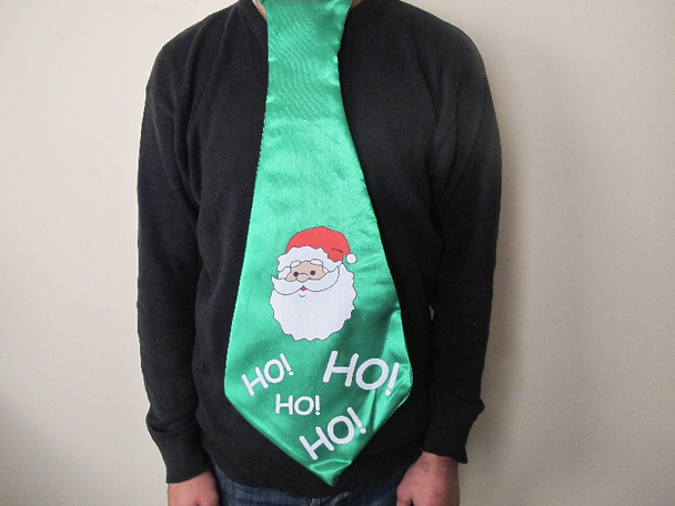Jumbo / Large Padded Christmas Santa Fun Tie HO! HO! HO! One Size Fits All