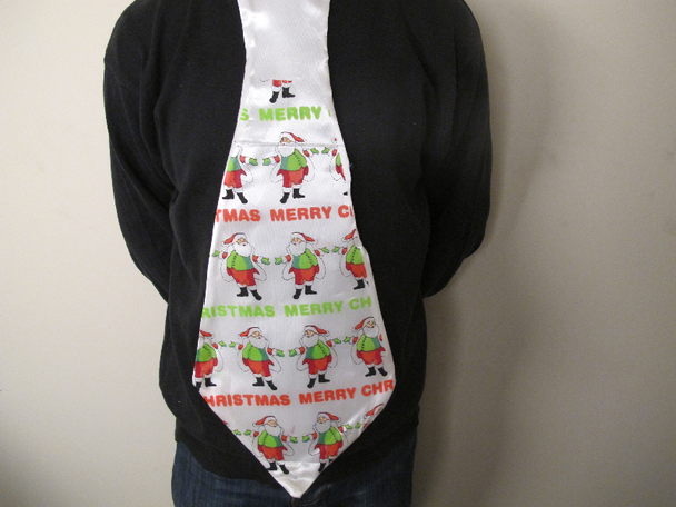 2 x Jumbo / Large Padded Christmas Fun Ties HO! HO! HO! & Merry Christmas Santa