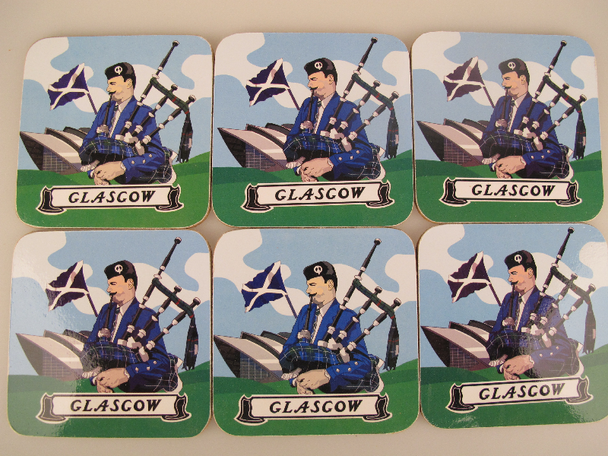 Set Of 6 Glasgow Drinks Coasters / Beer Mats