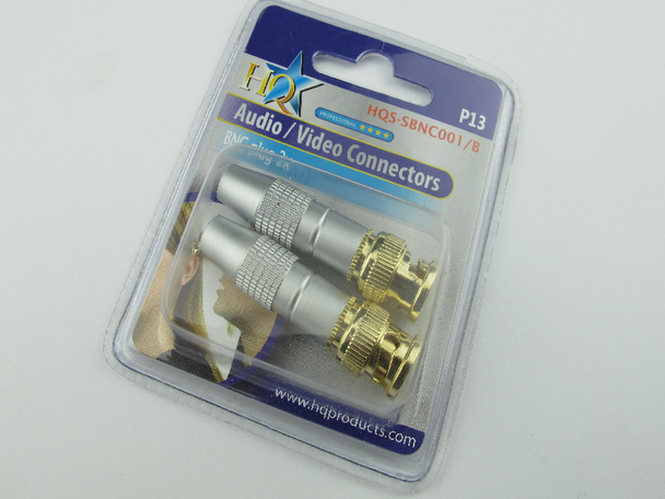 HQ 2 X 24K Gold Plated Shielded Male 75Ω BNC Plugs For Cables Up To 7mm Diameter