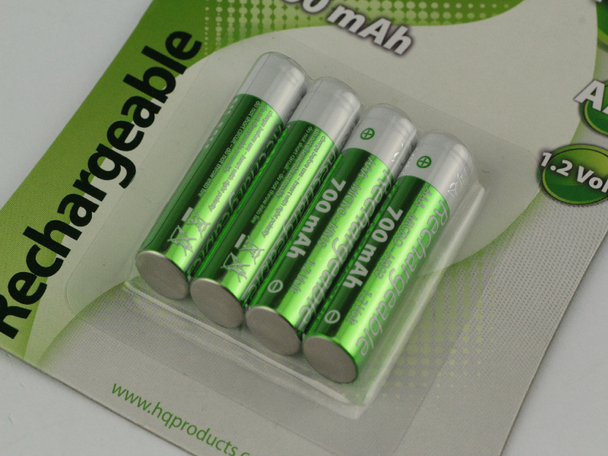 4 X HQ AAA NiMH 700mAh Rechargeable Batteries 1.2V HR03 LR03, Blister Packed