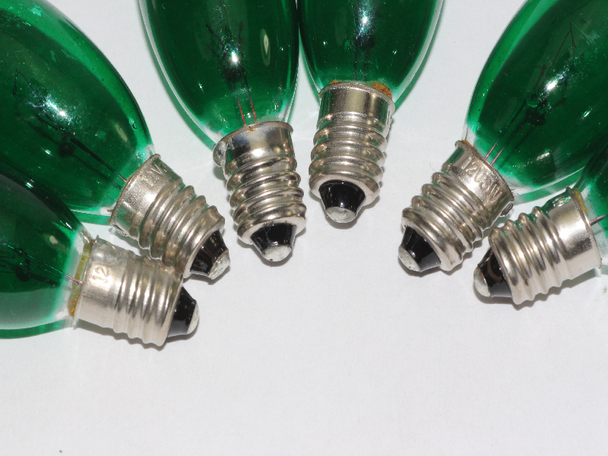 12V 3W 0.25A E10 Green Christmas Lights Spare Bulbs 6 Pack Pifco Dencon Lyvia