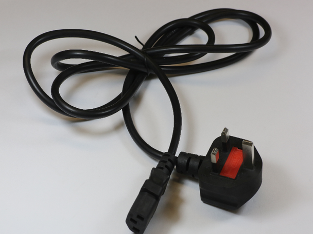 2 x 3 Pin 1.8m UK Black Mains Cable IEC-320 C13 For Televisions, Computers etc