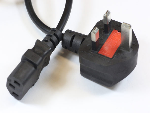 3 Pin 1.8m UK Black Mains Cable IEC-320 C13 For Televisions, Laptops, Computers