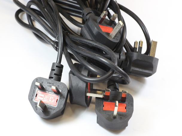 5 x 3 Pin 1.8m UK Black Mains Cable IEC-320 C13 For Televisions, Computers etc