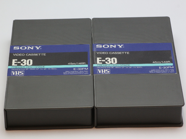 2 x Sony E30 30 Minute Premier High Grade Hard Case VHS Video Cassette Tapes