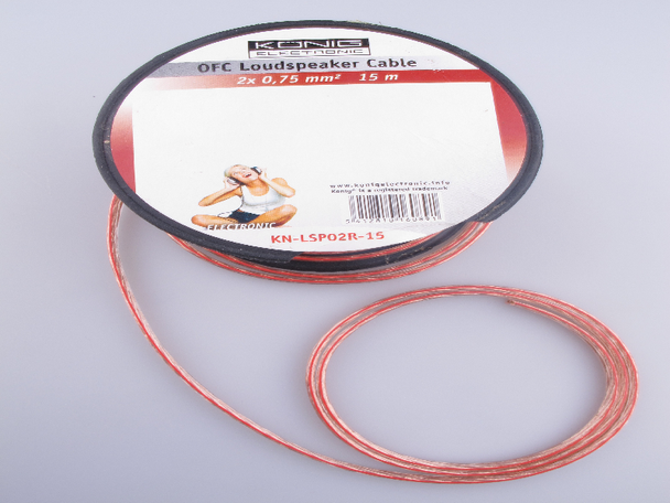 15m Drum of OFC Transparent Oxygen Free 0.75mm² Flexible Loud Speaker Cable Flex