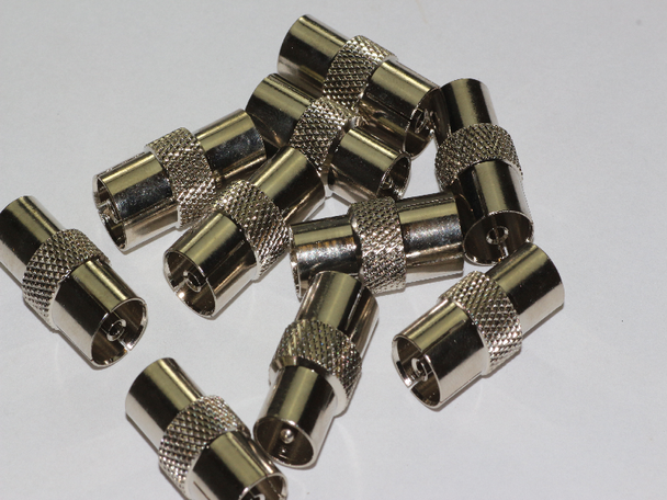 10 x Male to Female Coax Coaxial Aerial Adaptors Silver / Nickel Plated 10 x Male to Female Coax Coaxial Aerial Adaptors Silver / Nickel Plated