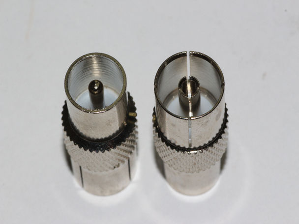 10 x Male to Female Coax Coaxial Aerial Adaptors Silver / Nickel Plated 10 x Male to Female Coax Coaxial Aerial Adaptors Silver / Nickel Plated