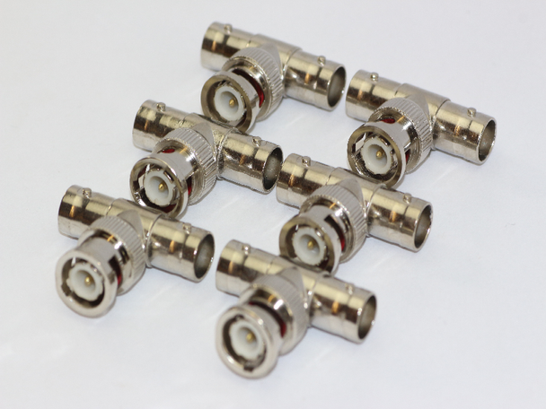 6 x BNC T Piece Adaptor Splitter Connector 2 Female, 1 Male Connections