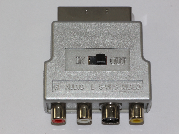 2 x Silver Switched Scart Adpator to RCA Phono Video, & SVHS Input & Output