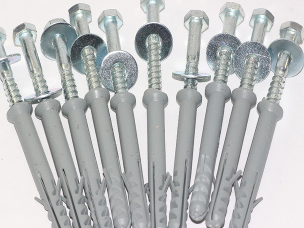 10 x M8 x 80mm Masonry Brick Wall Fixing Screw Bolts & Raw Plugs With Washers