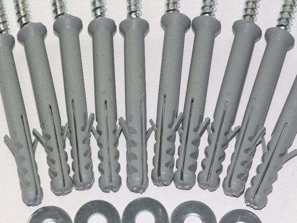 10 x M8 x 80mm Masonry Brick Wall Fixing Screw Bolts & Raw Plugs With Washers