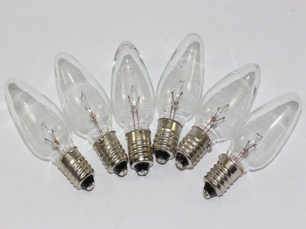 6 x 20V 3W E10 MES Clear Christmas Fairy Light Spare Bulb Pifco, Dencon, Noma