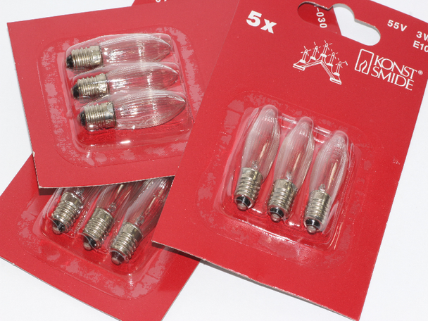 9 Pack Of Konstsmide 55V, 3W, E10, MES Spare Welcome Candle Bridge Bulbs