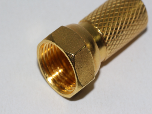 4 x Gold Plated 6.4mm Twist On F Plug Satellite Connector Sky, Virgin RG6, WF100
