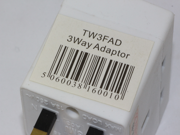 3 x 13A 3 Way Urea Fused UK Mains Plug Adaptor from SMJ Fitted With 13A Fuse