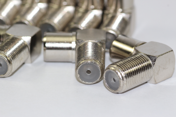 10 x Right Angled F Connector Female Socket to Coax TV Male Aerial Plug Adaptors
