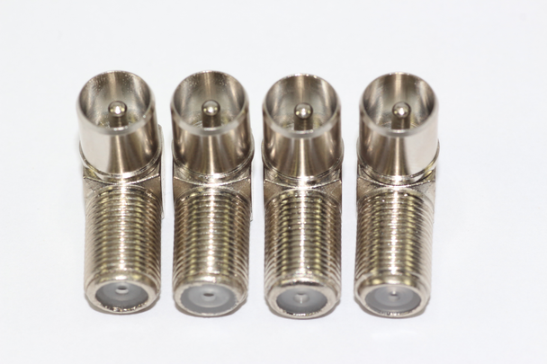 4 x Right Angled 90 Degree F Connector Female Socket to Coax TV Male Aerial Plug