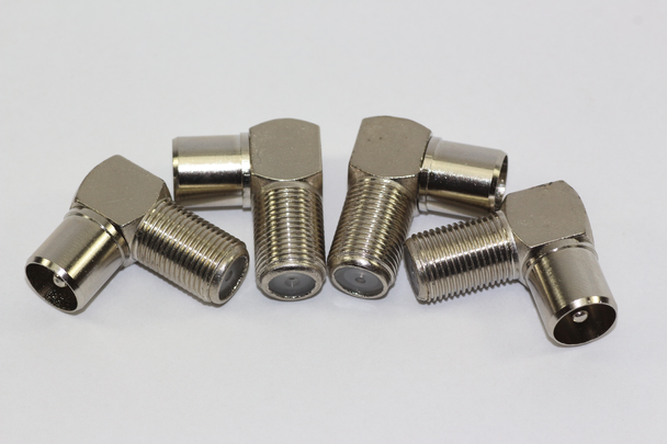4 x Right Angled 90 Degree F Connector Female Socket to Coax TV Male Aerial Plug