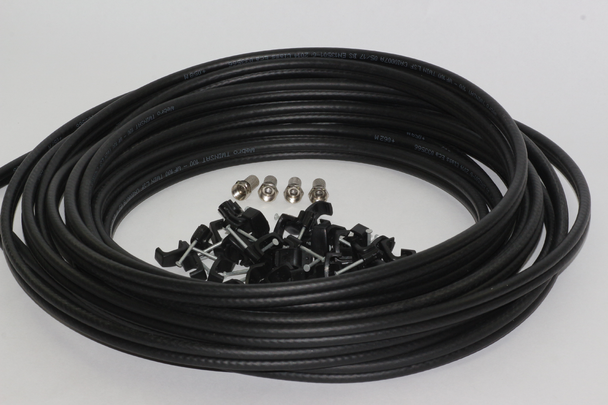 40m of Black Webro WF100 Twin Satellite Cable With 4 x F Plugs, Free Cable Clips