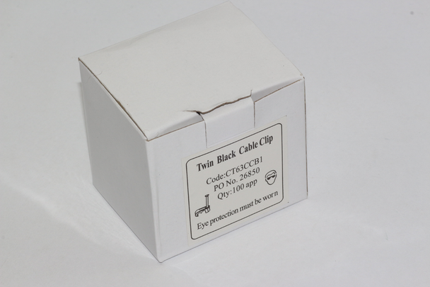 100 x Black Twin Satellite Shotgun Cable Clips, Sky Plus, Sky HD, CB63R, WF65