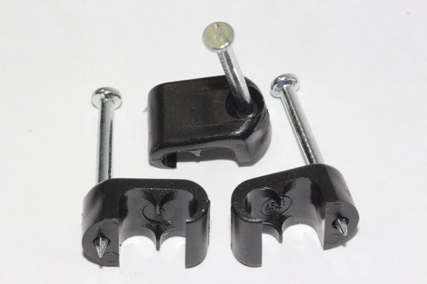 100 x Black Twin Satellite Shotgun Cable Clips, Sky Plus, Sky HD, CB63R, WF65