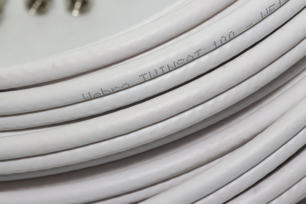 20m of White Webro WF100 Twin Satellite Cable With 4 x F Plugs, Free Cable Clips