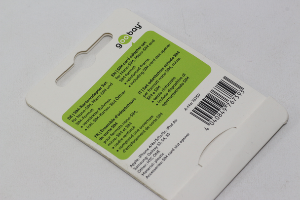 Goobay Sim Card Adaptor Set, Nano Sim, Micro Sim & iPhone Sim Slot Removal Tool
