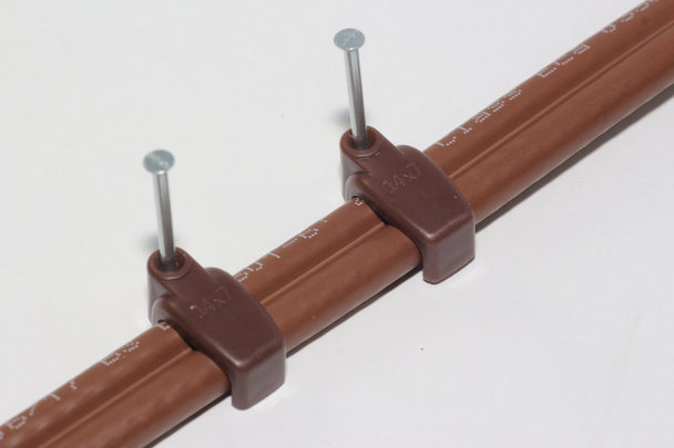 30m of Brown Webro WF100 Twin Satellite Cable With 4 x F Plugs, Free Cable Clips