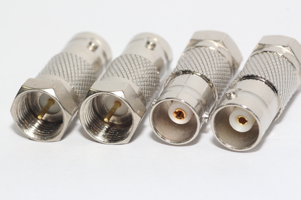 4 x Zink Plated Metal F Male Plug to BNC Female Socket Straight Adaptor