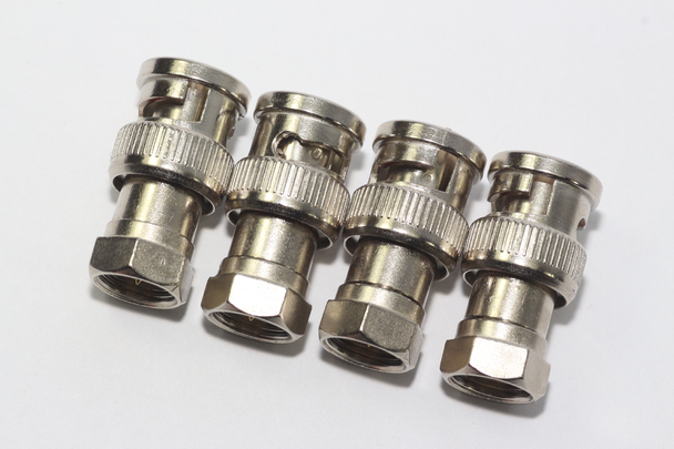 4 x Zink Plated Metal F Male Plug to BNC Male Plug Straight Adaptor