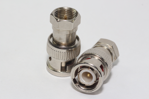 2 x Zink Plated Metal F Male Plug to BNC Male Plug Straight Adaptor