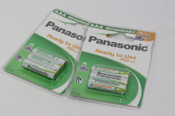 6 x Genuine Panasonic AAA Ni-MH DECT Cordless Telephone Batteries - 750mAh, 1.2V