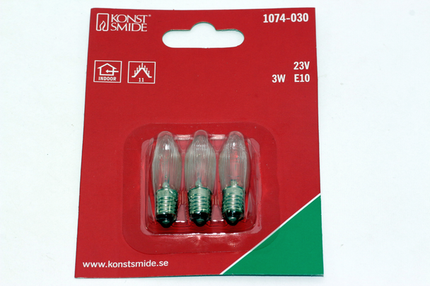 9 Pack of 1074-030 Konstsmide 23V 3W E10 Spare Welcome Candle Bridge Light Bulbs